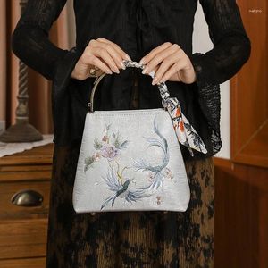 Duffel Bags Embroidered Handbag Ancient Style Cheongsam Banquet Hand Bag Silk Scarf Small Square