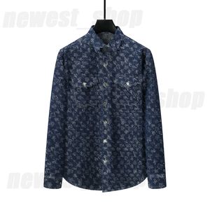 Designer masculino vestido de luxo camisas camisa roupas de luxo manga longa denim mostra carta flores velhas casaco botão paris casual colarinho de verão 3xl