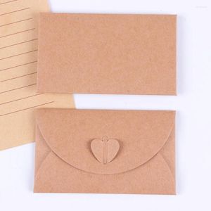 Gift Wrap 10pcs Card Love Letter Handmade Kraft Paper Button Envelopes Envelope
