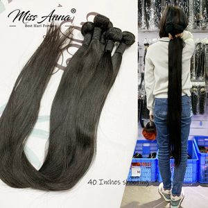 Perucas sintéticas missanna 32 34 36 38 40 polegadas pacote reto brasileiro macio tecer pacotes 1/3/4 pcs grosso natural remy 100% cabelo humano 231211