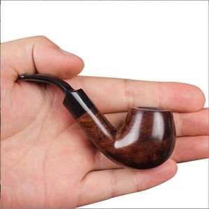 Pipes à fumer Pipe en bois massif, mini petite pipe en ébène pour hommes, accessoire de tabac portable en paume incurvée, pipe filtrante