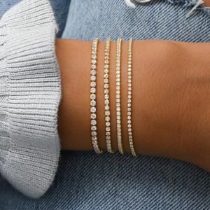 Link Bracelets Real 18k Gold Plated Cubic Zirconia Tennis Bracelet Designer Dainty Jewelry Woman Gifts Friendship For Women Luxury