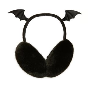 Ear Muffs Cute Plush Black Bat Wing Warm Earmuffs Gótico Feminino Lolita Dark Girl Warmer Muff Fold Ear Cover Lovely Halloween Acessórios 231211