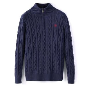 Mode -Männer -Designer Polo Pullover halb Reißverschluss hoher Hals warm und bequemer Pullover Schlanker Strickpullover kleines Baumwoll -Sweatshirt