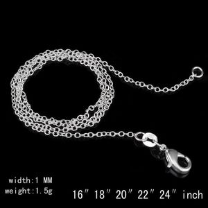 Ожерелье из стерлингового серебра 925 пробы, ожерелья-цепочки Rolo, ювелирные изделия, 1 мм, 16 дюймов - 24 дюйма, серебро 925 пробы, сделай сам, Chai192j