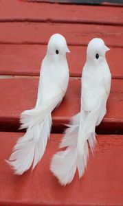 10st 1255 cm dekorativa duvor konstgjorda skum fjäder mini vita fåglar med magnet hantverk fåglar hem dekor bröllop dekorationer2494311