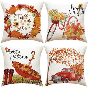 Ação de graças outono abóbora fronha outono linho decoração capa de almofada para sofá cama carro 45x45cm