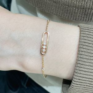 2024 Luxury quality v gold material charm chain bracelet with diamond rectangle shape Have stamp PS2070