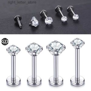 Stadnina 10pcs/partia Titanium Labret Lip przekłuwanie 3/4/5 mm zębów cyrkon uchwyta do uszu Tragus kolczyki Hobe Hebe Helise Kolczyki Kobiety biżuteria 16G YQ231211