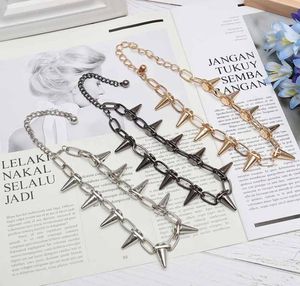 Chains Rivets Chokers Punk Goth Handmade CCB Material Choker Necklace Silver Spike Rivet Rock Gothic2663286