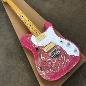 TL Relíquia Rosa Paisley P90 captadores F buraco Corpo Semi Oco China Instrumento Musical Guitarra Elétrica Frete Grátis Guitare