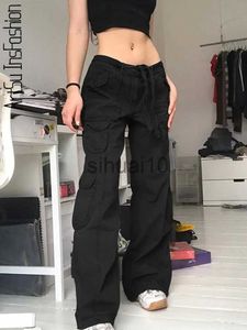 Jeans femininos perna reta jeans mulher cintura alta baggy jeans y2k roupas streetwear bottoms carga marrom preto calças jeans largas sweatpants j231211