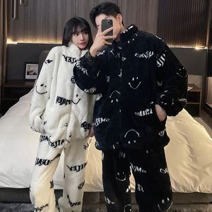 Sexy pijamas coreano personalidade moda casal coral veludo pijamas no outono e inverno solto casual terno pode ser usado quando sair 231211