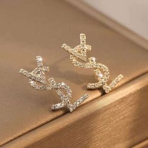 Stud 18k Gold Plated Austrian Crystal Letter Yyysls örhängen för kvinnor europeiska och USA POPULAL Simple Designer Wedding Bride Jewelry Gift1