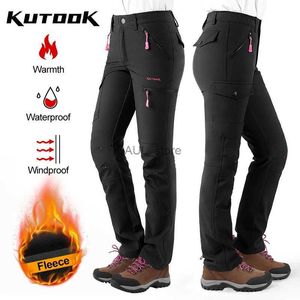 Pantaloni da uomo KUTOOK Pantaloni da trekking da donna Pantaloni da trekking in pile ad asciugatura rapida per campeggio all'aperto Arrampicata Pantaloni soft shell impermeabili Multi tascheL231211