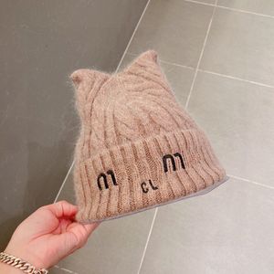 Hüte für Männer Designer Hut Damen Neue gestrickte Wollmütze Katzenohr Wollmütze 50% Wolle % 50% Kaninchenhaar Mützen x9oi #