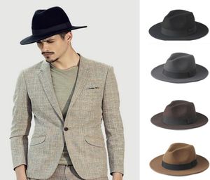 2 Wielki Rozmiar 100 Wełni mężczyźni Feel Trilby Fedora Hat for Gentleman Wide Brim Top Cloche Panama Sombrero Cap Size 5658 Size 5961cm Y193380258