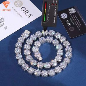 New Arrival 925 Silver Hiphop Fashion Jewelry 8mm/15mm Iced Out Bling Big Size Diamond Vvs Moissanite Tennis Chain Mens Necklace