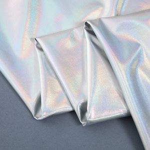 Tessuto e cucito 50x150 cm Tessuti fluorescenti elasticizzati a quattro vie Colorato lucido abbronzante Spandex Stage Decorazioni per matrimoni Sfondo 231211