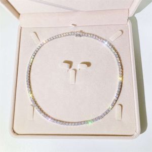 Collana di lusso con bracciale tennis con diamanti naturali Si1/vs in oro massiccio 10k da 2,5 mm con artigli