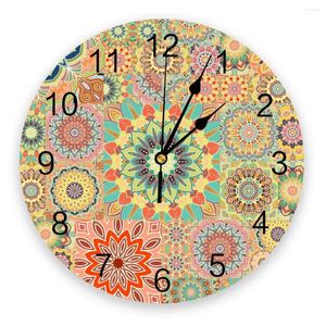 Wanduhren, Mandala, bunte Uhr für Heimdekoration, Wohnzimmer, Quarznadel, Hängeuhr, moderne Küche