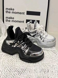 Kıdemli Tasarım Sense Baba Ayakkabı Kadın Kalın Tabanları 6cm Yeni Spor Yumuşak Deri Sıradan Ayakkabı Kadın Q231211