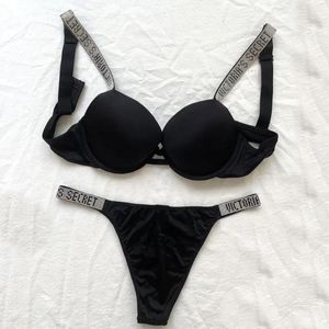 BHs Sets Damen Spitze Unterwäsche Höschen Bralette Sexy Frauen Nahtlose BH Set VS Brief Strass Push Up Dessous