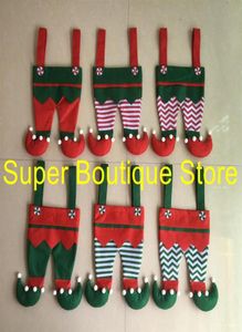 Kaliteli 6 Stil Karışık Noel Elf Pantolon Çorap Elf Şeker Çantası Noel Çorap Çocuk Hediye Çantası için Whole19193752361