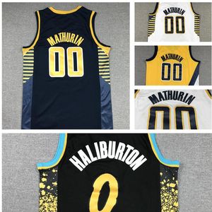 Maglie da basket Haliburton Maglia Swingman Mathurin City Edition Navy Fast Break Camicie Top Indianas negozio yakuda