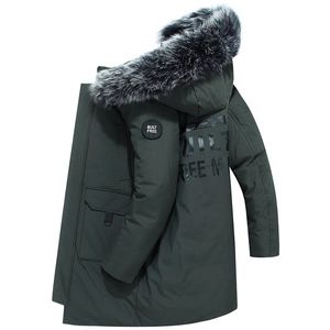 Jaquetas masculinas inverno pato branco para baixo jaqueta homens engrossar quente puffer masculino casual casaco com capuz gola de pele comprimento médio blusão 231211