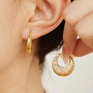 Hoop Earrings CXS Pure 18K Yellow Gold Circle Shape Fish Pattern Au750 Fashion Simple Fine Jewelry Anniversary Gift