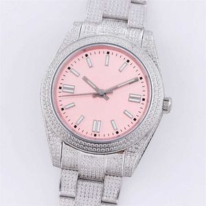 Diamantuhr Herrenuhr Automatik Mechanisch rosa Uhren Edelstahlarmband Wasserdicht Designer Montre de Luxe 41mmqq