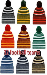 Şapka fabrikası doğrudan yeni varış kenar çizgisi beanies şapkalar Amerikan futbol 32 takımlar spor kış yan çizgi örgü kapaklar Beanie örgü9228450