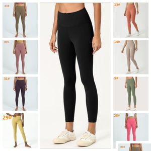 Costumi di catsuit Abbigliamento da yoga Fashion Pantaloni in vita con mini tasche Allenamento di controllo della pancia per le donne leggings per allungati a 4 vie dro dhjmd