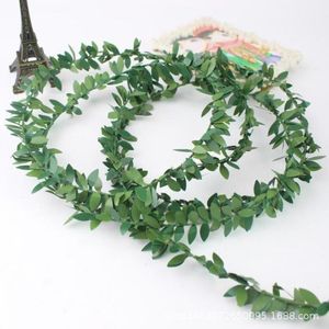 75m trådbundna gröna blad Garland Silk Artificial Vine Greenery Floltblomma Garland Hem Trädgård bröllopsdekorationer väggdekor di8049106