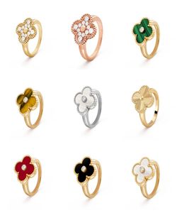 Fashion Classic 4Four Leaf Clover Band Rings 925 Sier 18K Gold med diamanter för Womengirls Valenentine039S2918896