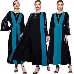 Ethnische Kleidung Dubai Muslimische Frauen Offene Abaya Strickjacke Diamant Langes Maxikleid Türkei Kimono Eid Party Arabisches Kleid Islamisches Marokko Jalabiya