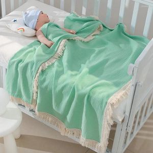 Filtar muslin swaddle crinkle 105x105cm bomullsgasfluga ruffle baby burp trasor filt kast blöjor babi badhandduk