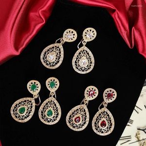 Dangle Earrings European And American Fashion Moroccan Luxury Rhinestone Water Drop Jewel Match Women's Ear Bridal Party Accessories