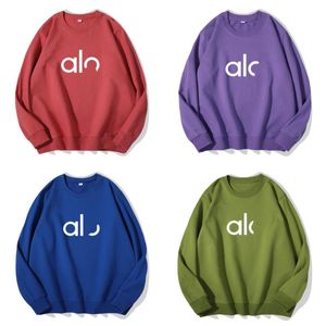 Al Women Yoga Outfit Hoodies Sweatshirts Jumpers Letter Lång ärm Pullover Casual Cotton Sportswear Crewneck Hoody Fitness Workout Crew Neck Blus Gym Gym