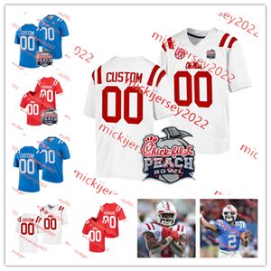 Walker Howard 2024 Peach Bowl Ole Miss Fußballtrikot 9 Tre Harris 5 Zakhari Franklin Ole Miss Rebels Trikots, individuell genähte Herren- und Jugendtrikots