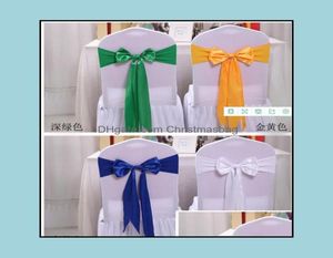 Ers Garden Ers Textiles Home Garden25Pcs Wedding Decoration Knot Bow Sashes Satin Spandex Er Band Ribbons Chair Tie Backs For Pa1372013