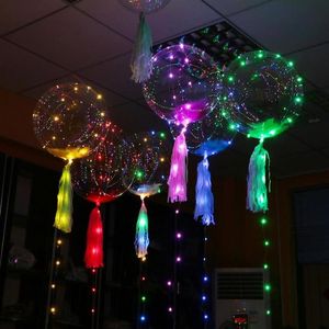 10 uppsättningar LED -glödballonger unika festdekor ballonger Uppblåsbar ljus upp transparent glödande ballong födelsedag bröllop bankett eve2419