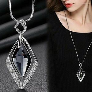 Anhänger Halsketten Frauen Mode Strass Geometrie Halskette Pullover Kette Schmuck Geschenk Drop Feminine Accessoires