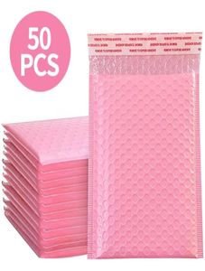 50st Pink Packaging -kuvertbubble mailare vadderade kuvert fodrade poly mailer självtätning väska användbar 13x18cm4903182