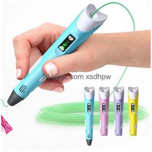 3D Ding Pen Stampante Fai Da Te Filamento Abs 1.75Mm Stampa Artistica Lcd Regalo Educativo Per I Bambini Design Pittura Consegna di Goccia Dhl3A