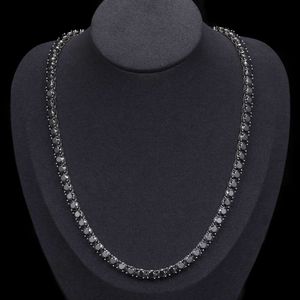 Neue trendige individuelle 5 mm 925 Sterling Silber schwarze Vvs-Moissanit-Diamant-Cluster-Tenniskette für Männer und Frauen