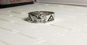 Solid 925 Sterling Silver Rhodium Plating 18K Gold Plated Men's Masonic Ring ish Rite 32 grader med Eagle Wings Down4598624