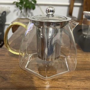 800 ml värmebeständigt glas glas te panna rött te glas kruka pitcher varm vatten kanna rostfritt stål tillbehör borosilikat te panna