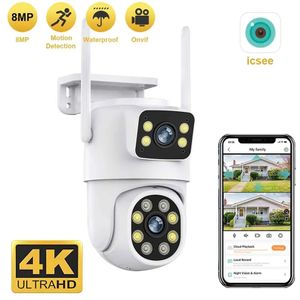 4K 8MP PTZ WIFI Camera Dual Lens Dual Screen IP Camera Outdoor 4MP HD Auto Tracking Security Protection CCTV Surveillance iCSee A30